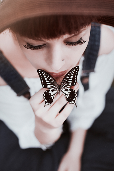 the Girl with butterfly